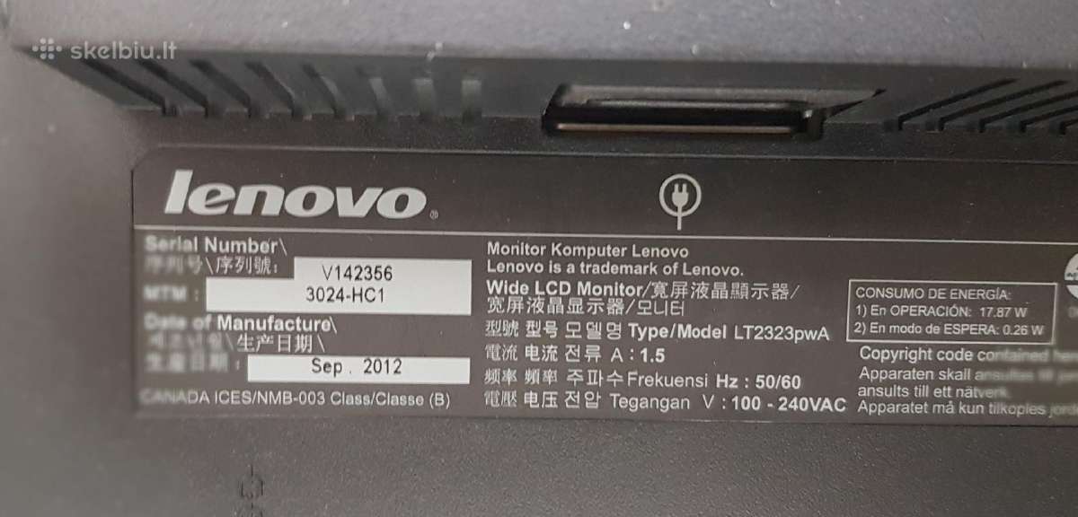 23" LCD Lenovo monitorius (be Hdmi) - nuotraukos Nr. 2