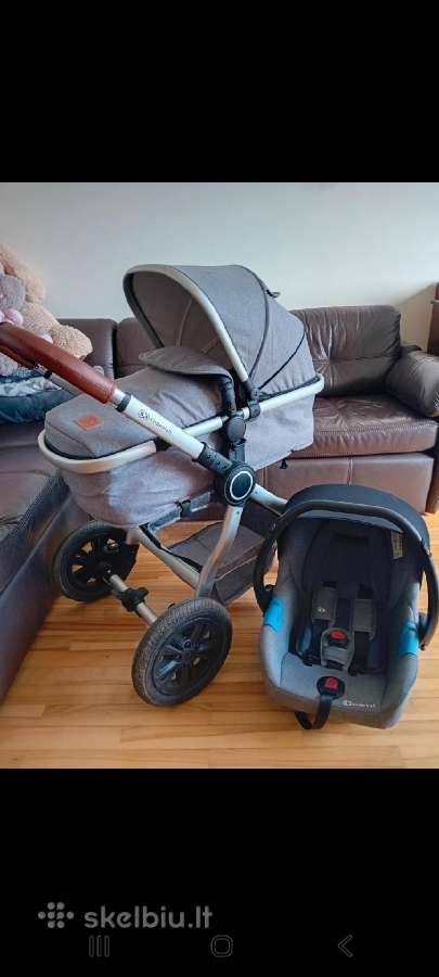 Pilkas Kinderkraft Veo 3in1 vėžimėlis