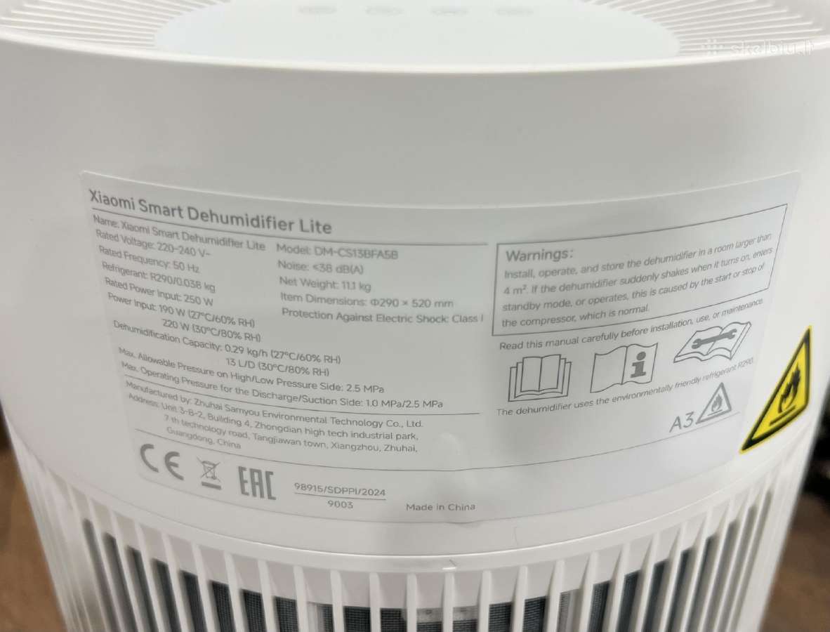 Drėgmės surinkėjas Xiaomi Smart Dehumidifier Lite - nuotraukos Nr. 3