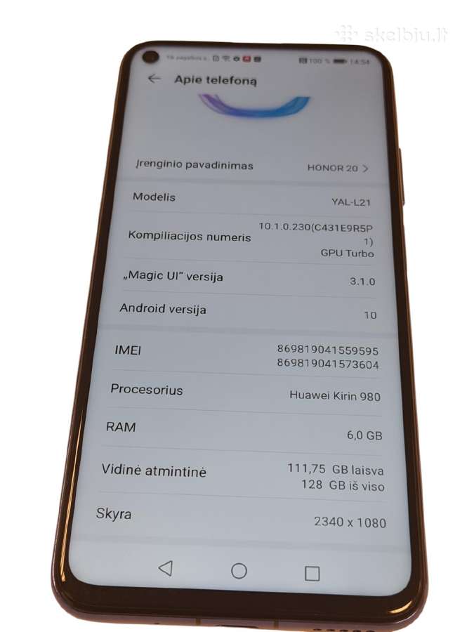 Honor 20 6/128gb + 3 mėn. garantija - nuotraukos Nr. 4