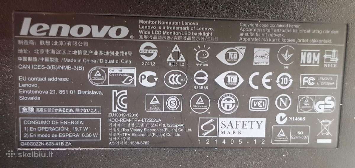 LCD monitorius Lenovo 22" - nuotraukos Nr. 3