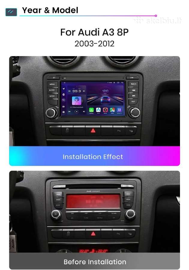 Audi A3 8p 2003 - 2012 Androidas su carplay 4+64g - nuotraukos Nr. 5
