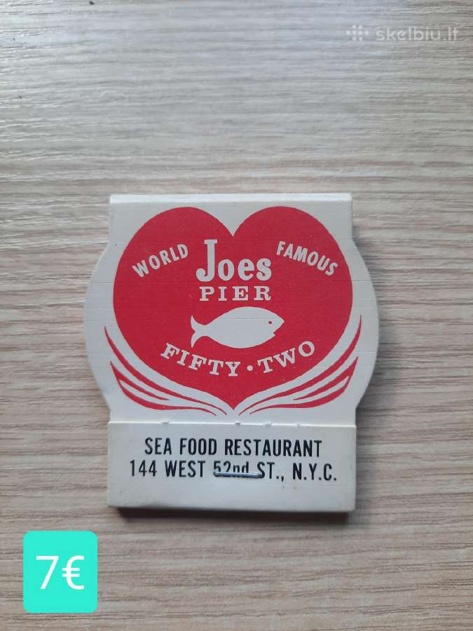 Degtukų dėžutė Joes Pier 52 Restaurant