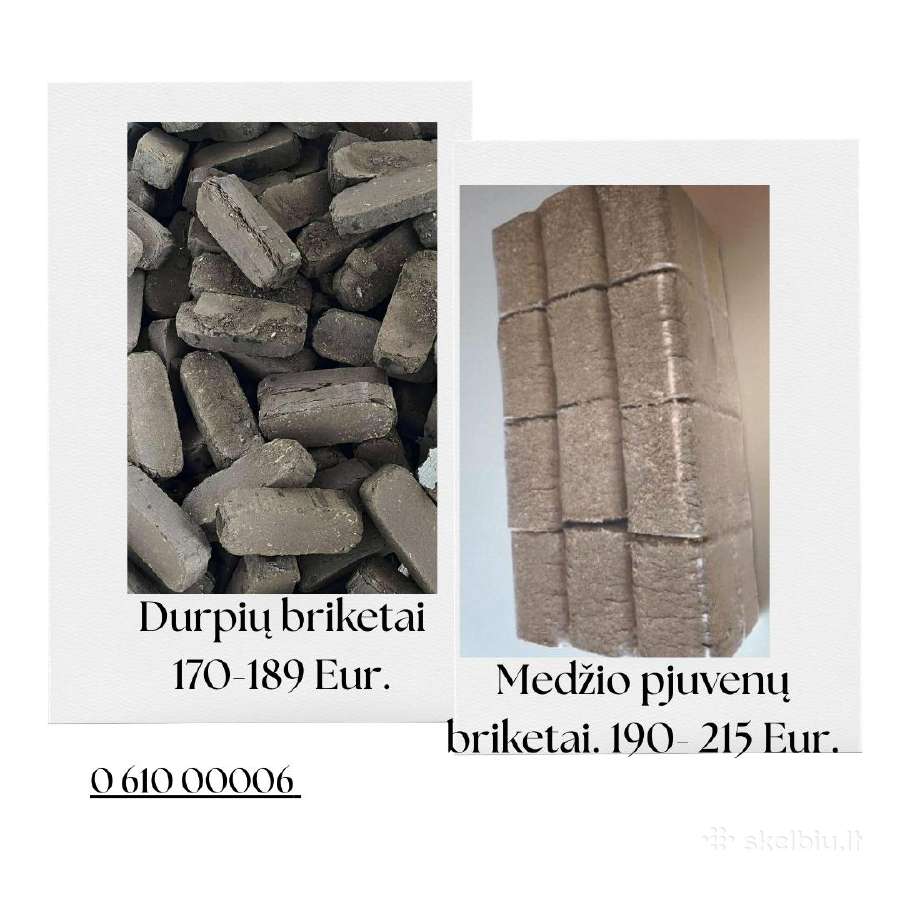 Durpių briketai Ukr., malkos konteineriuose