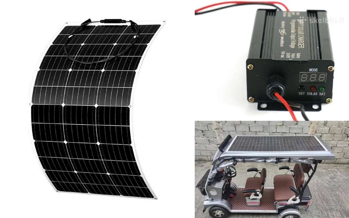 Elektrinio motorolerio saulės baterijos ant stogo