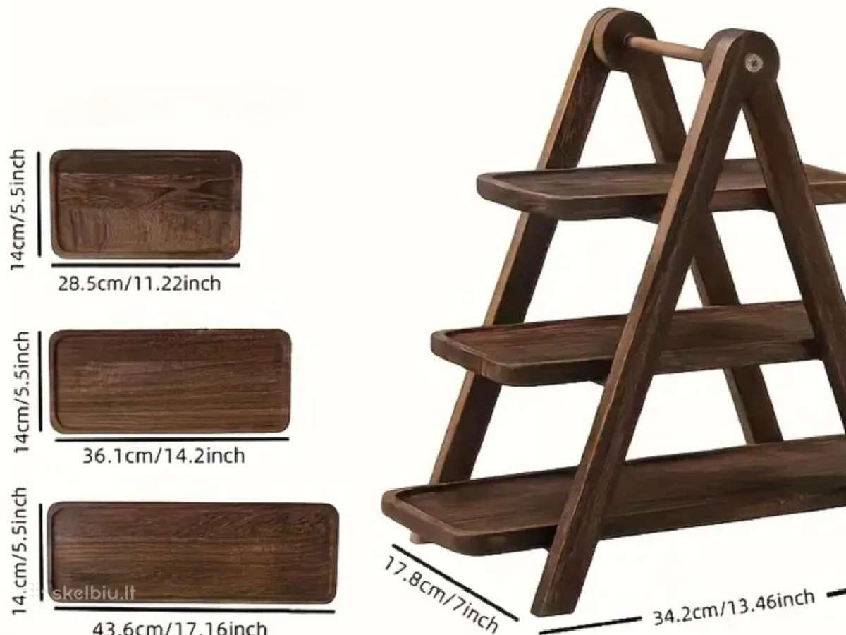 Boho stiliaus serviravimo lentyna,padėklas 3 aukšt - nuotraukos Nr. 5