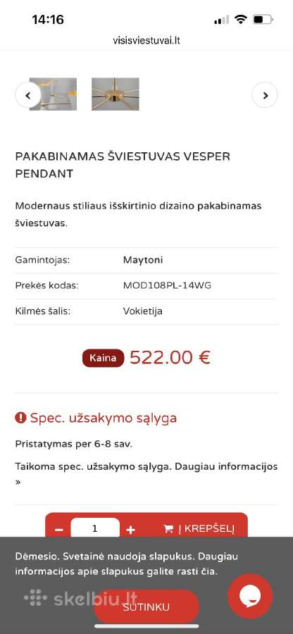 Parduodama pakabinama lempa Maytoni Vesper Pendant - nuotraukos Nr. 5