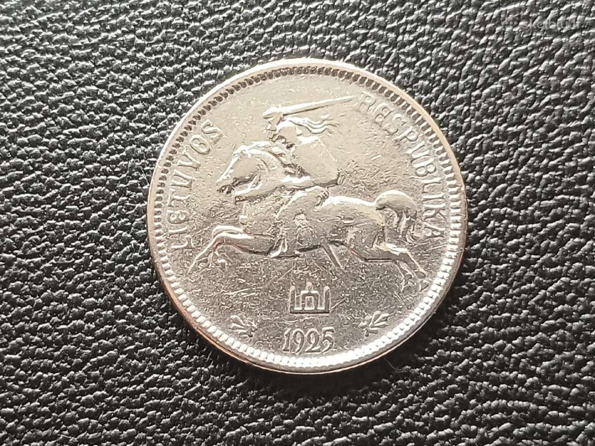 (354) 2 litai 1925m. Lietuva sidabras - nuotraukos Nr. 2