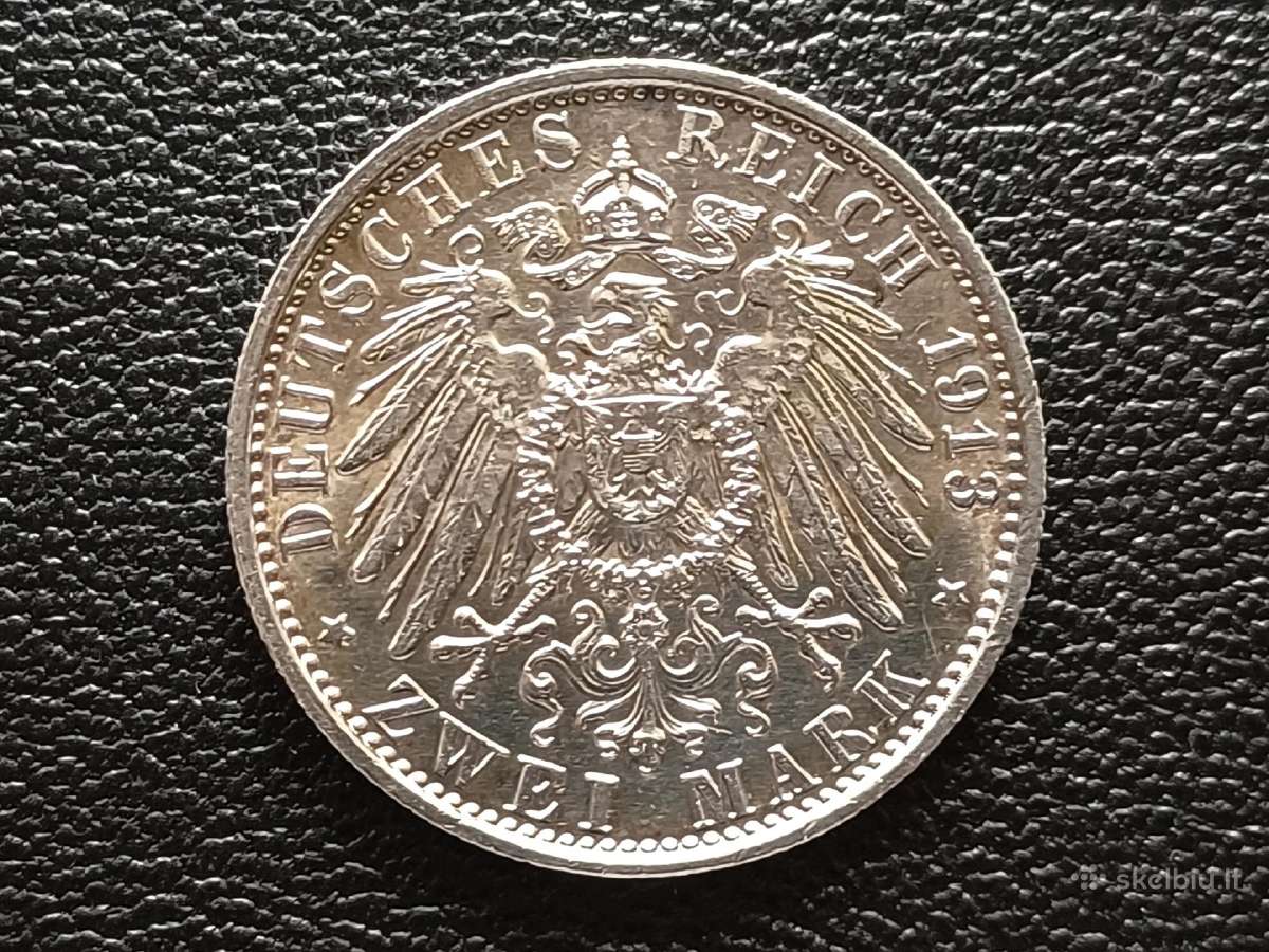 (361) 2 markes 1913m. Vokietija sidabras