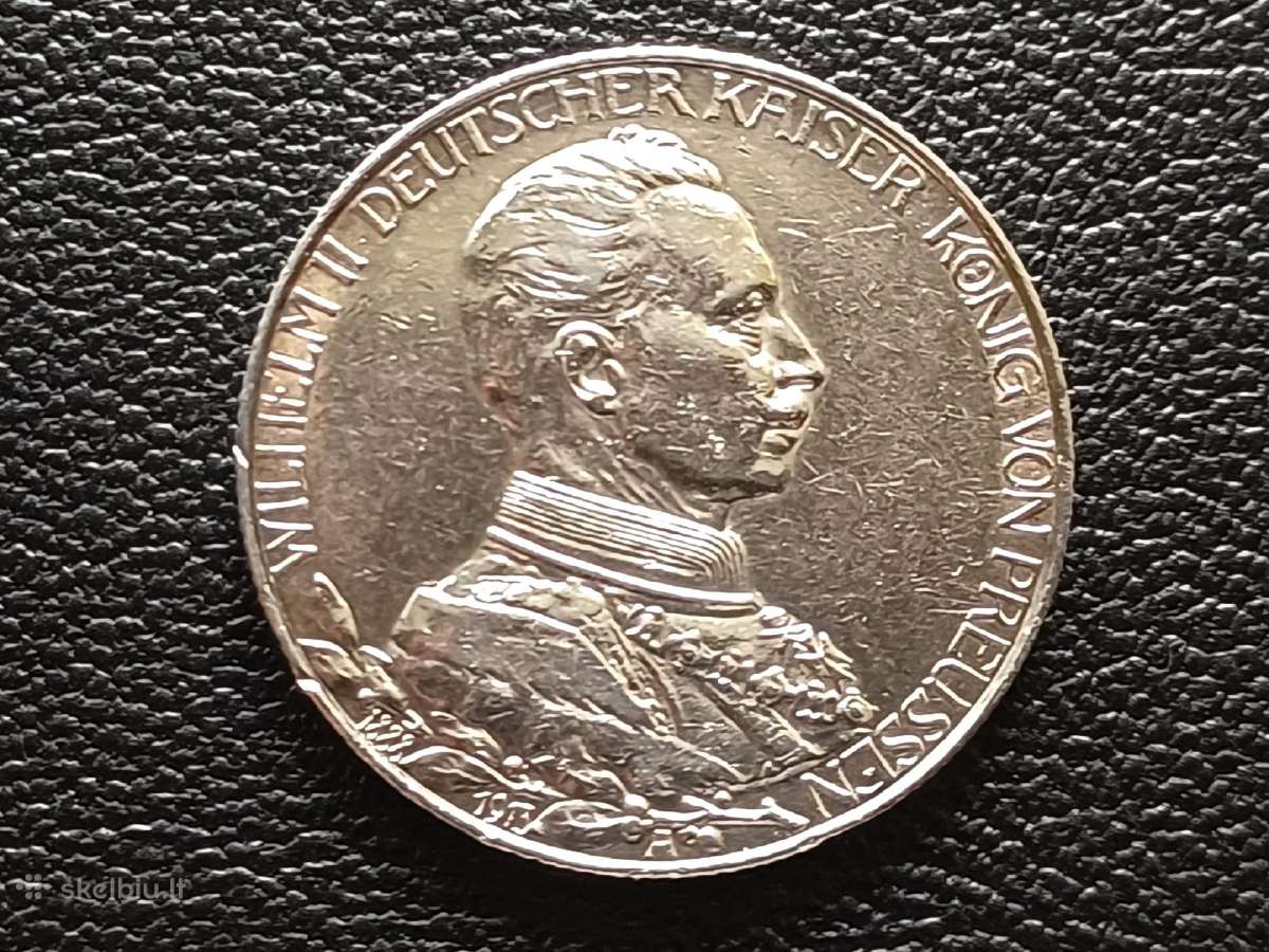 (361) 2 markes 1913m. Vokietija sidabras - nuotraukos Nr. 2