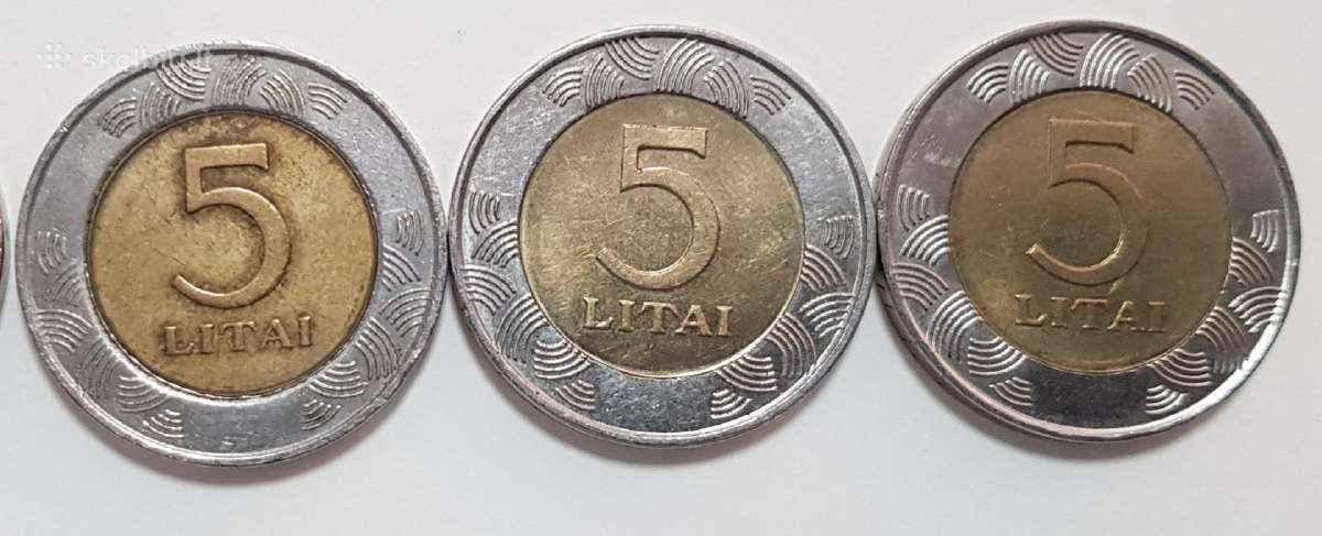 Litai monetos 5lt 2lt 1lt
