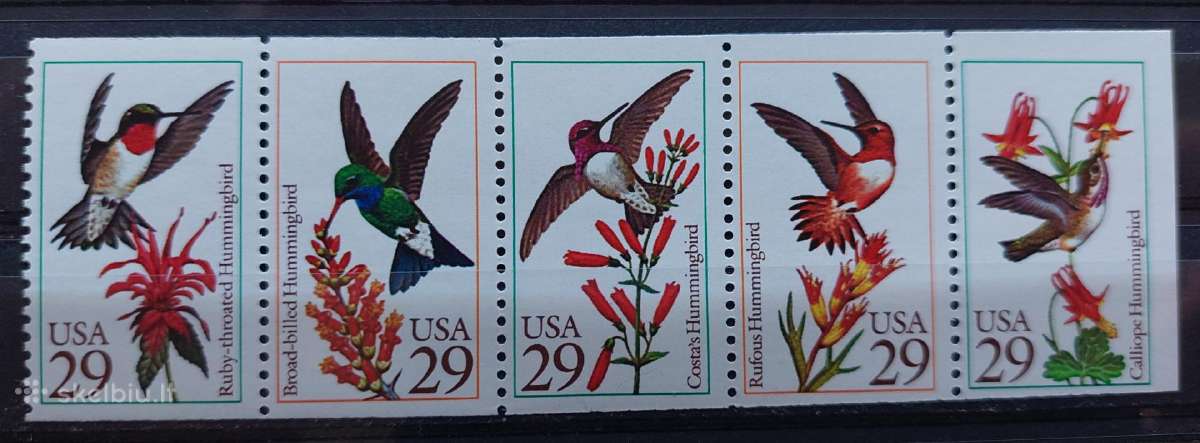 JAV 1992 paukščiai, švarūs, Michel 2246-2250