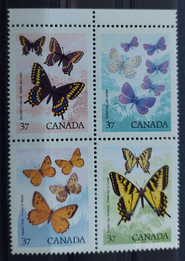 Kanada 1988 drugeliai, švarūs, Michel 1090-1093