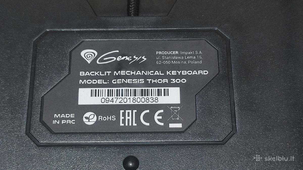 Rgb Mechaninė Klaviatūra Natec Genesis Thor 300 - nuotraukos Nr. 3