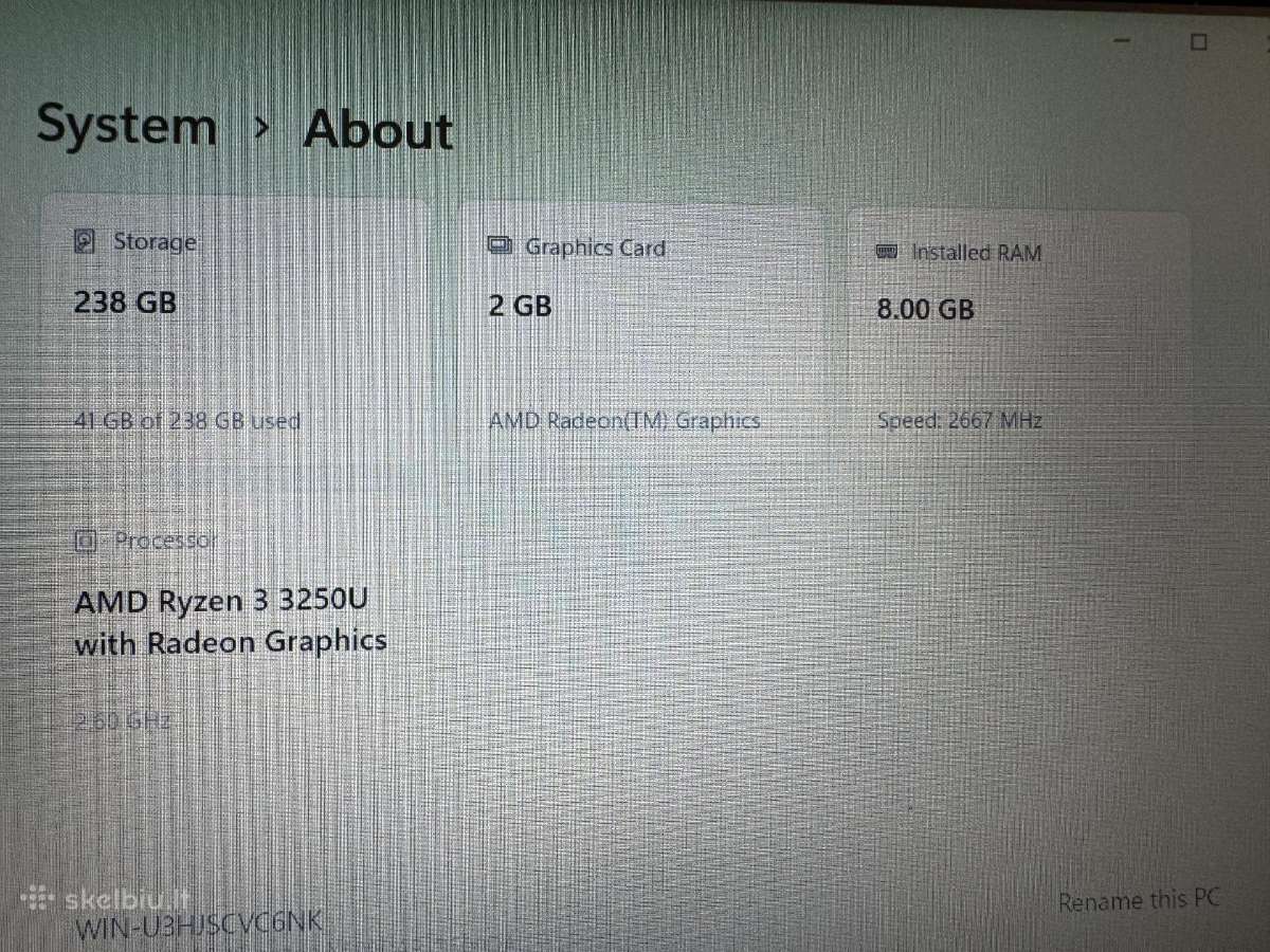 Asus 15 colių d509d ryzen3/8gb/256gb - nuotraukos Nr. 3