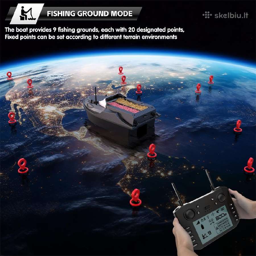 Flytec V080 pašarų laivelis su 180 GPS taškų - nuotraukos Nr. 11