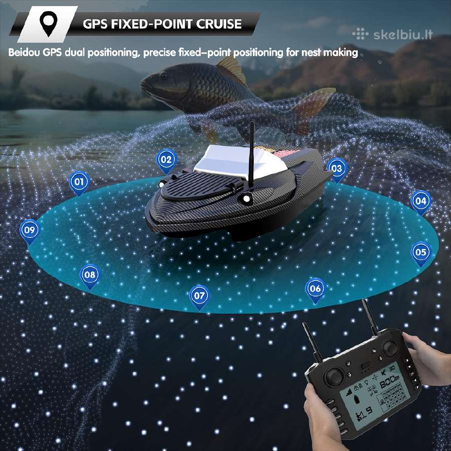 Flytec V080 pašarų laivelis su 180 GPS taškų - nuotraukos Nr. 12