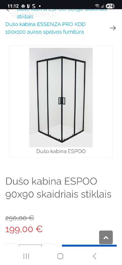 Parduodu Espo90 dušo kabina be padėklo
