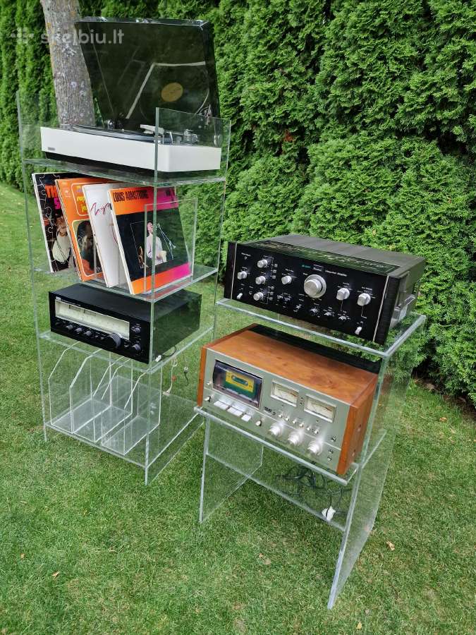 Vintažinės mid century poliakrilo audio lentynos