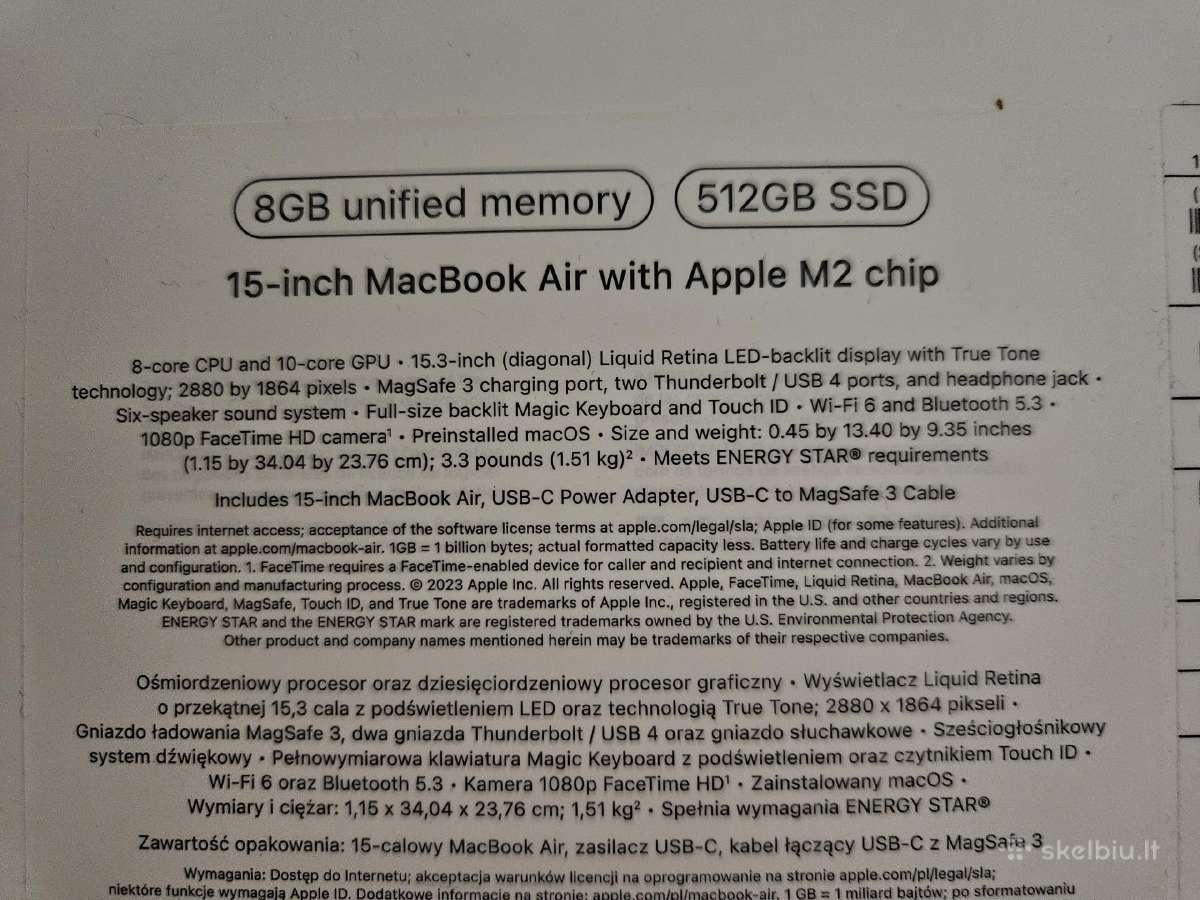 MacBook air 15 inch