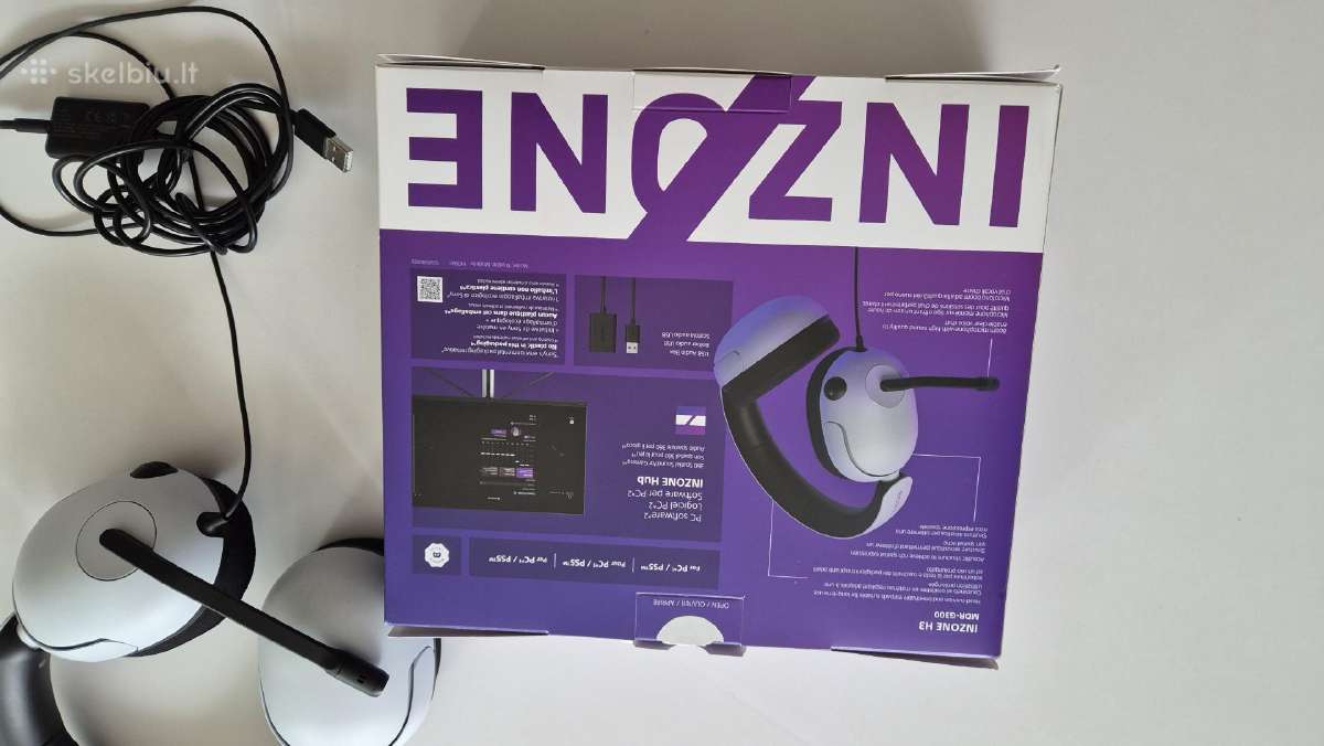 Laidinės žaidimų ausinės Sony Inzone H3, baltos - nuotraukos Nr. 8
