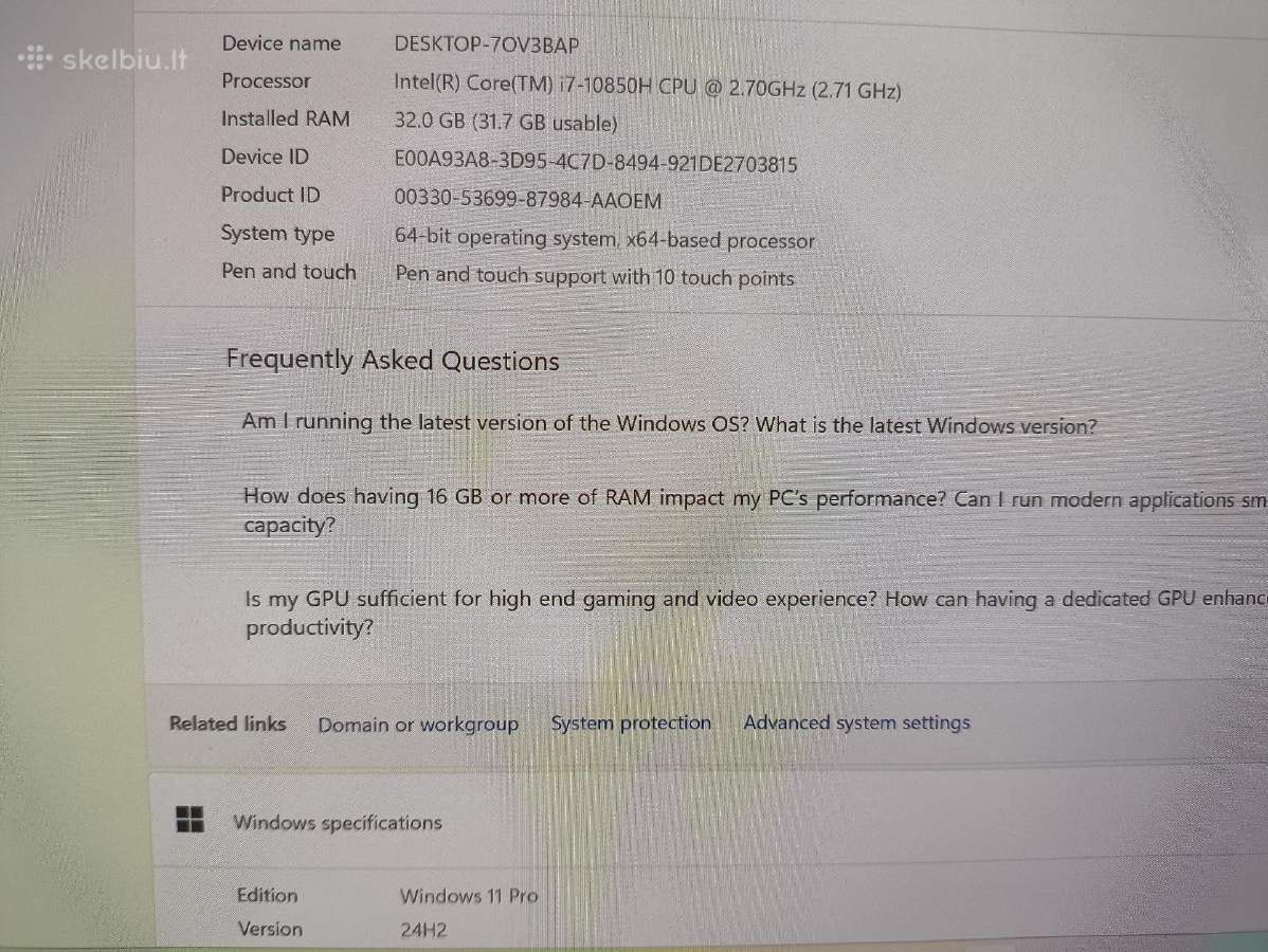 X1 Extreme 15.6 Oled 4k Touch i7-10850h 32/512 Gtx - nuotraukos Nr. 8