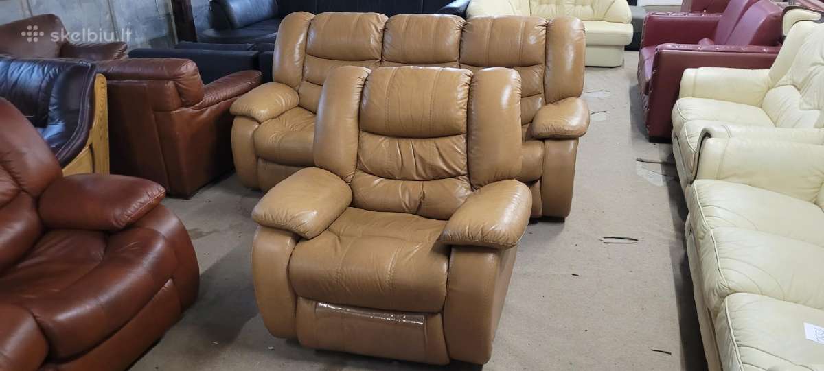 Odiniai Baldai Sofa Lova ir Reglainer fotelis