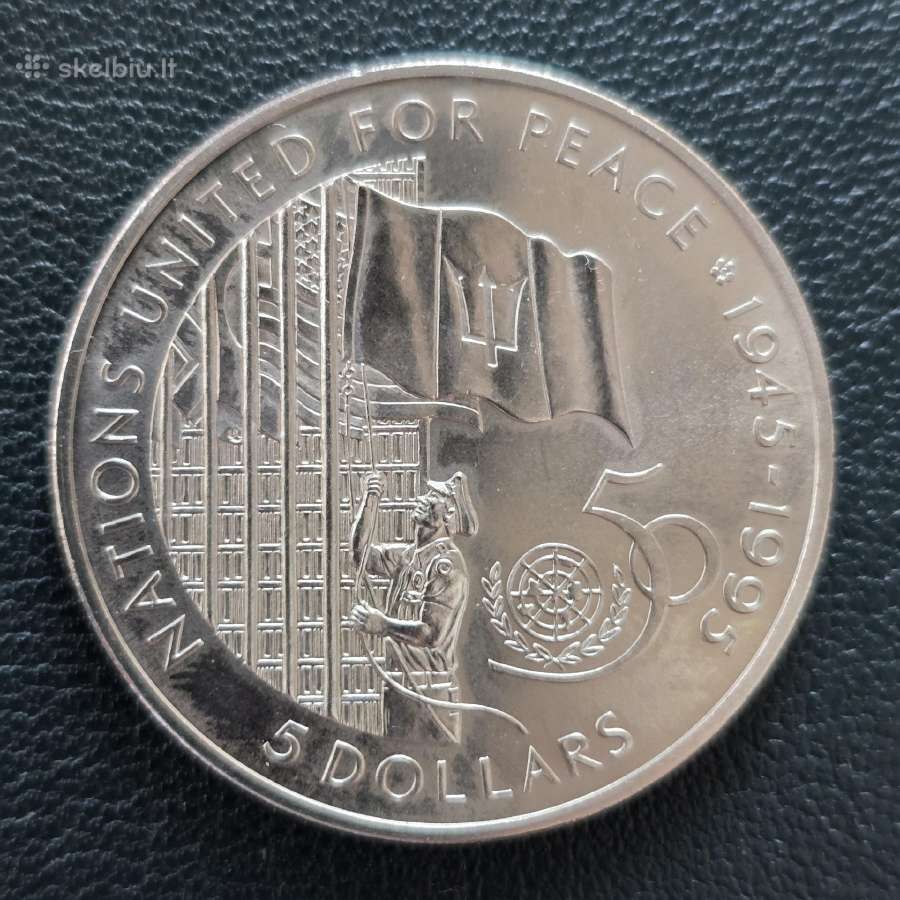 Barbadosas 1995 5 dollars Un 50 years Cu-ni