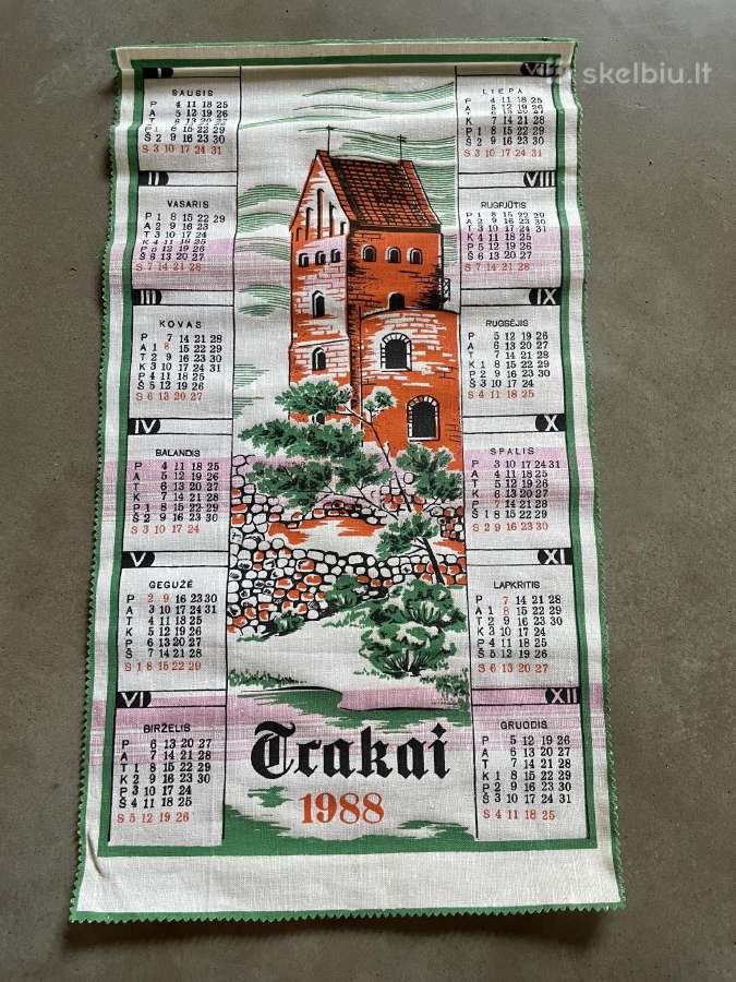 Medžiaginis kalendorius Trakai 1988 m.