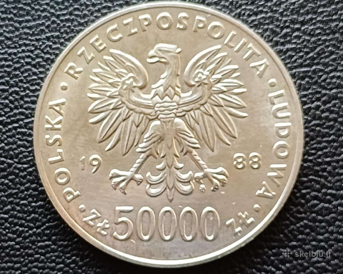 (392) 50000 zlotų 1988m. Lenkija 19,3g. - nuotraukos Nr. 2