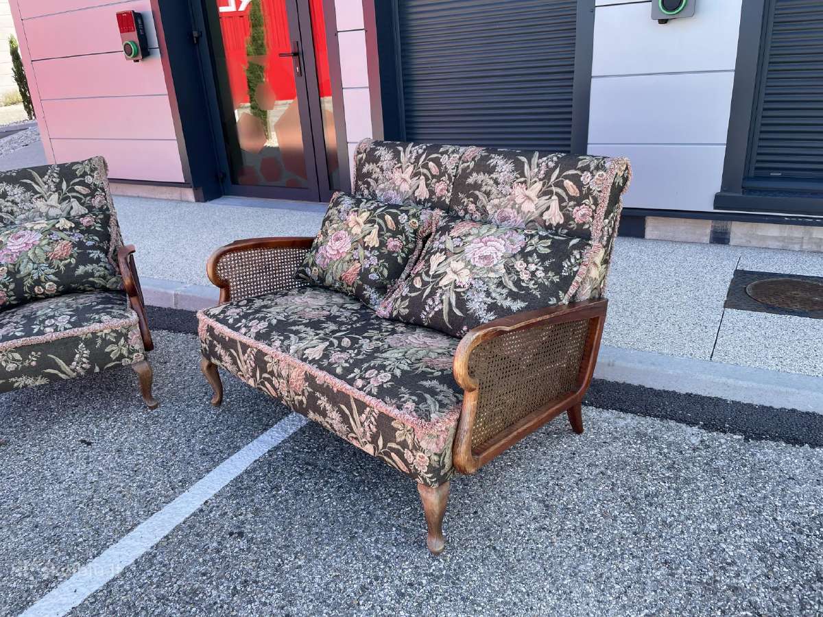 Vintažinį minkštų baldų komplektą – sofa + fotelis - nuotraukos Nr. 6