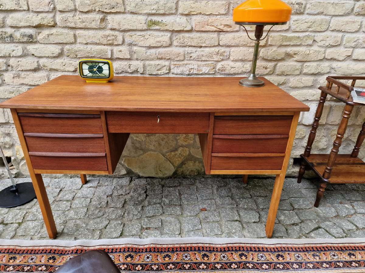 Vintažinis mid century tikmedžio rašomojo stalas - nuotraukos Nr. 7