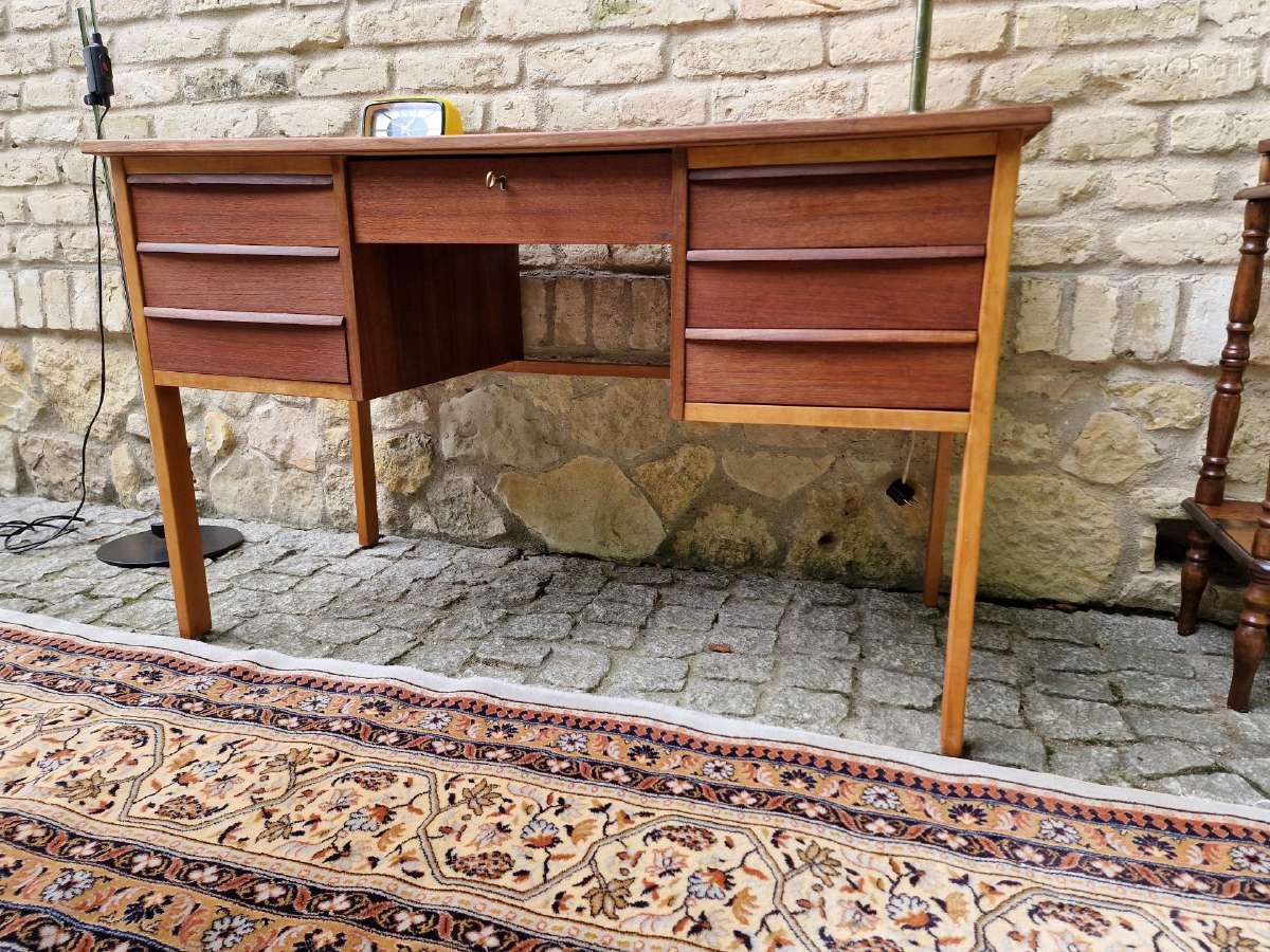 Vintažinis mid century tikmedžio rašomojo stalas - nuotraukos Nr. 8