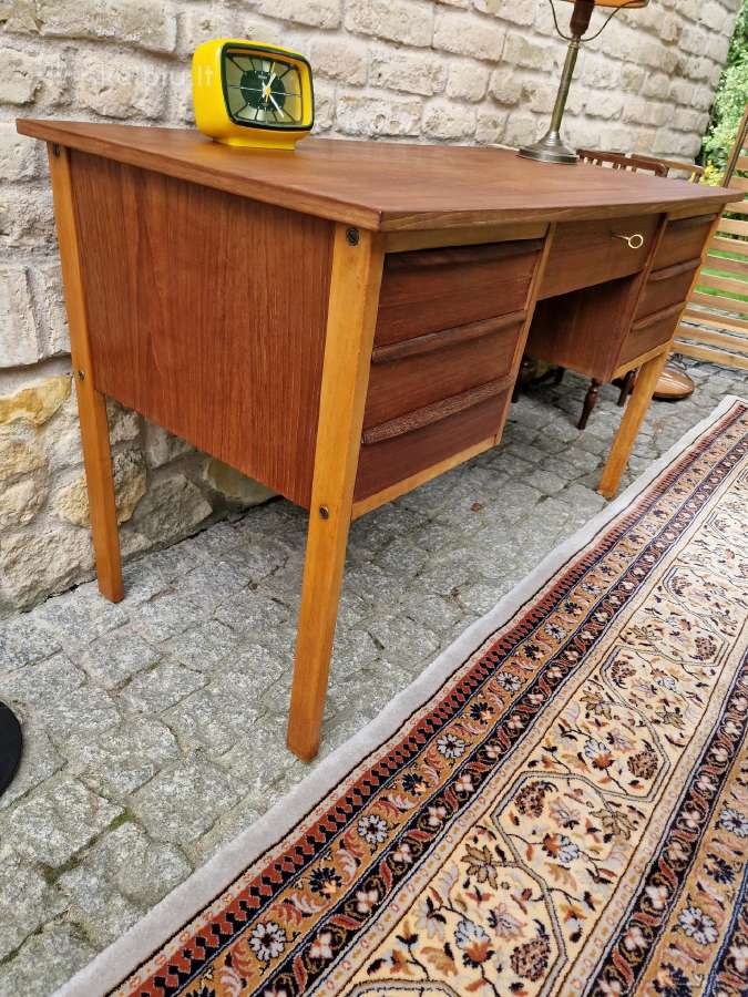 Vintažinis mid century tikmedžio rašomojo stalas - nuotraukos Nr. 10