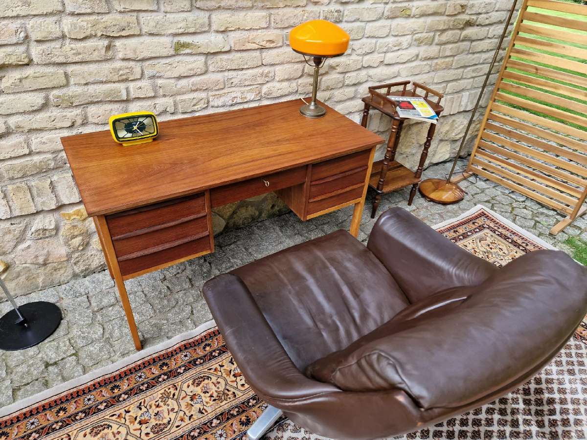 Vintažinis mid century tikmedžio rašomojo stalas - nuotraukos Nr. 14