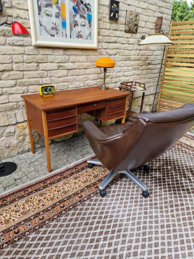 Vintažinis mid century tikmedžio rašomojo stalas - nuotraukos Nr. 21