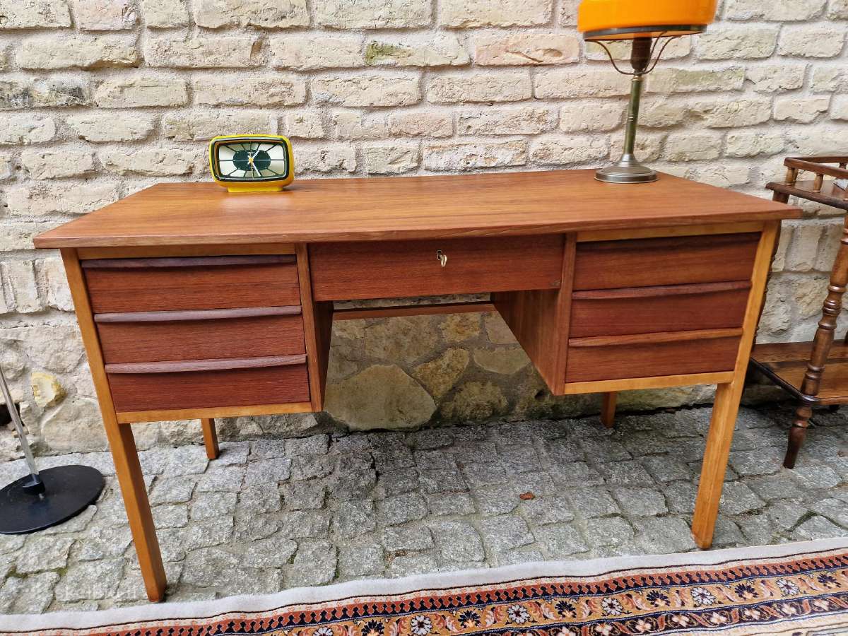 Vintažinis mid century tikmedžio rašomojo stalas - nuotraukos Nr. 22