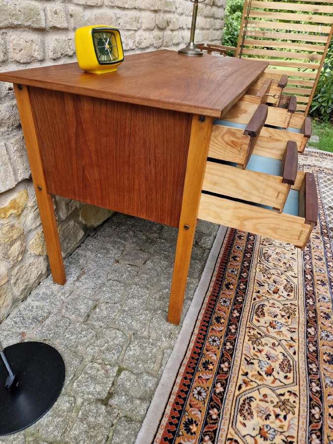 Vintažinis mid century tikmedžio rašomojo stalas - nuotraukos Nr. 26