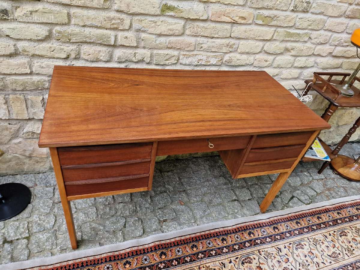 Vintažinis mid century tikmedžio rašomojo stalas - nuotraukos Nr. 36