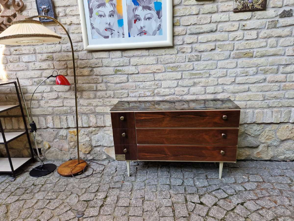 Vintažinė mid century palisandro batų spintelė - nuotraukos Nr. 14