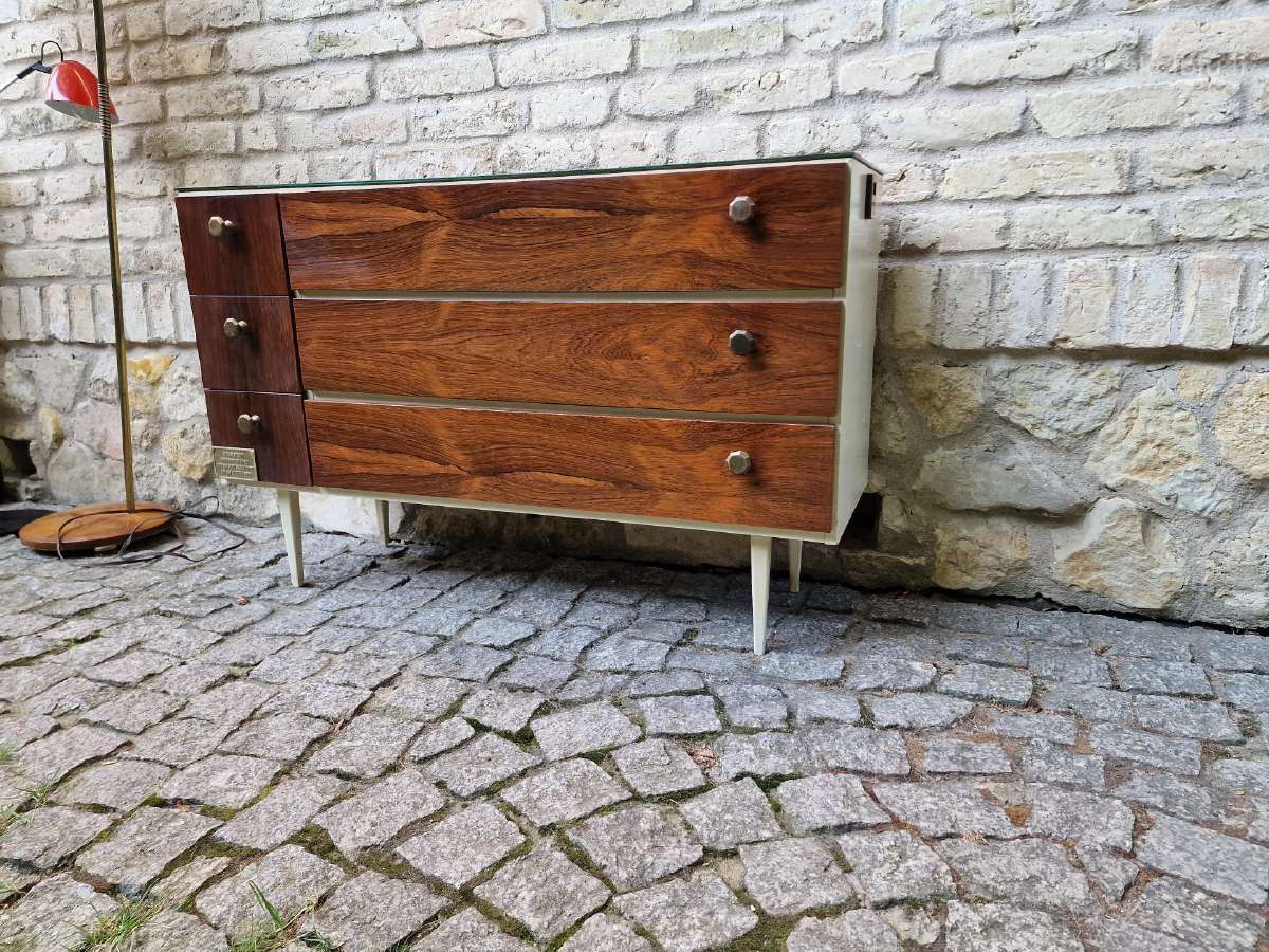 Vintažinė mid century palisandro batų spintelė - nuotraukos Nr. 16