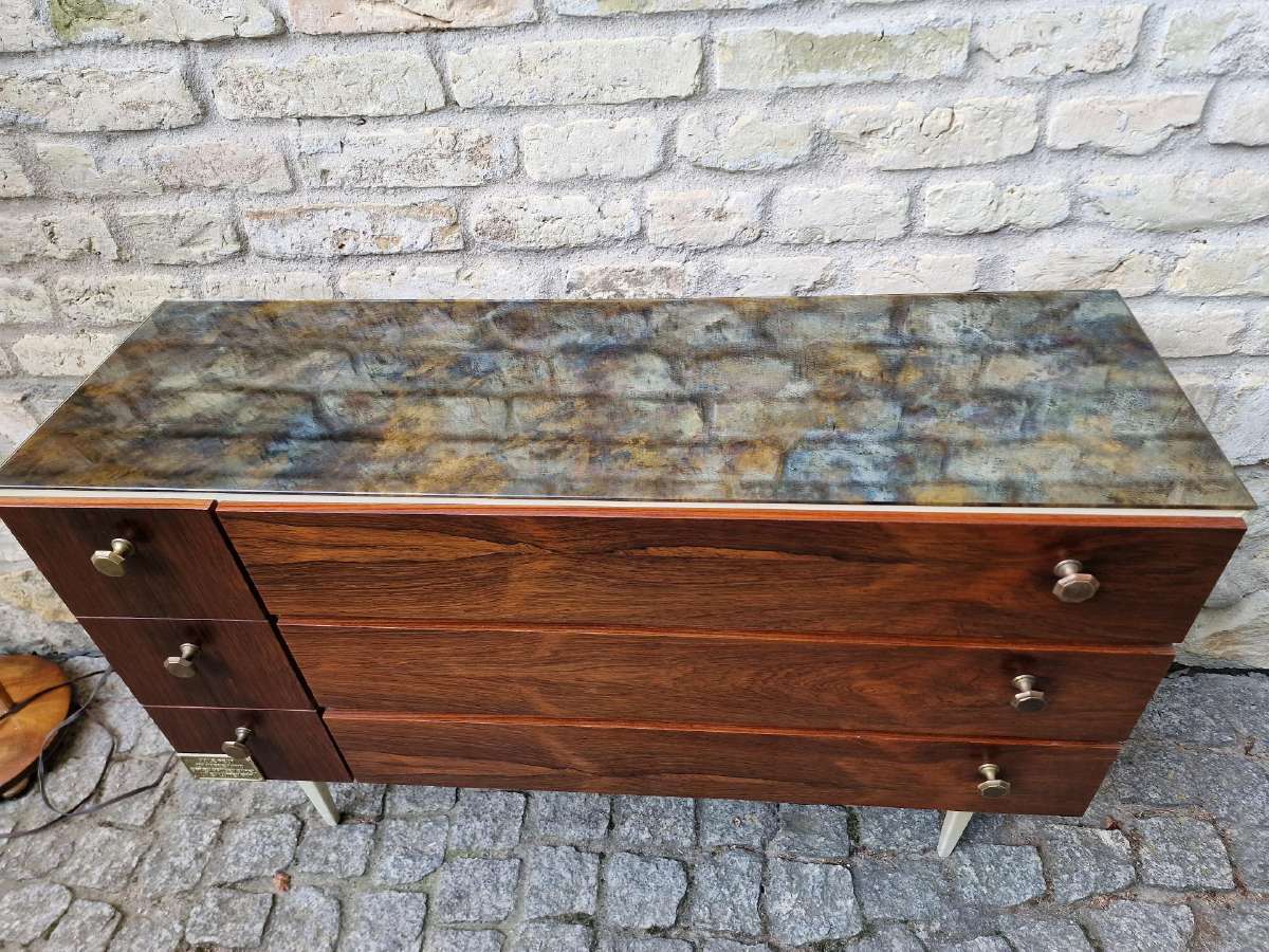 Vintažinė mid century palisandro batų spintelė - nuotraukos Nr. 18