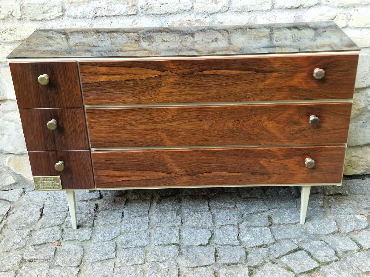 Vintažinė mid century palisandro batų spintelė - nuotraukos Nr. 22