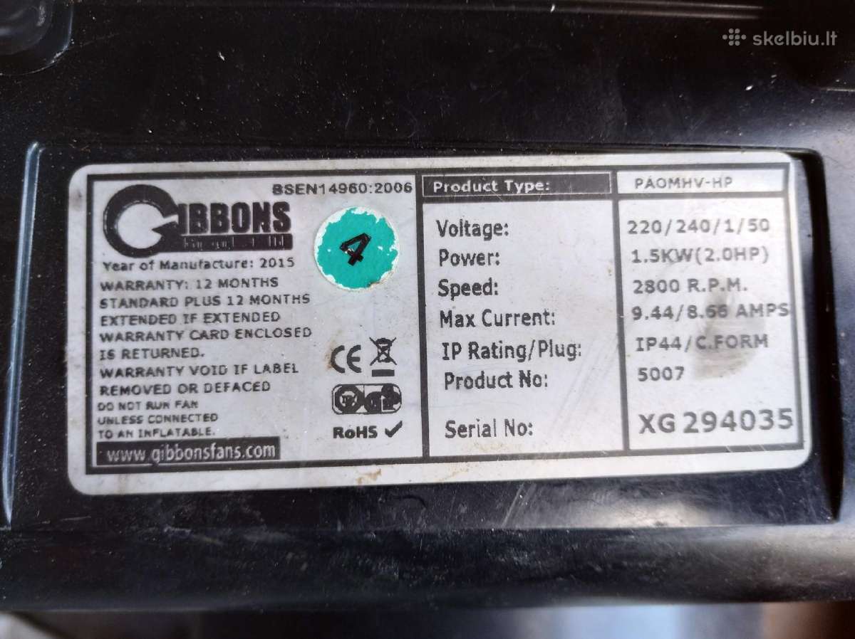 Orpūtės pripučiamiems batutams Gibbons 2hp - nuotraukos Nr. 2