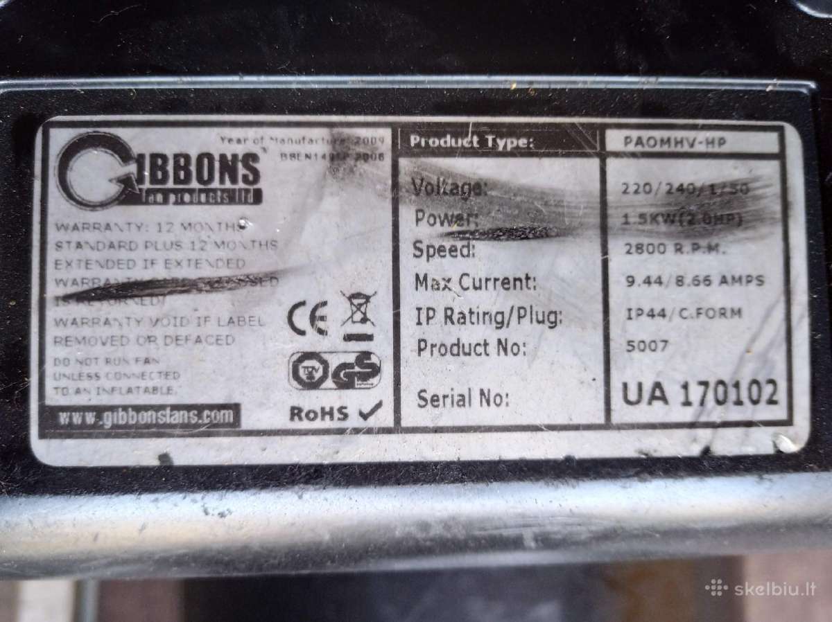 Orpūtės pripučiamiems batutams Gibbons 2hp - nuotraukos Nr. 3