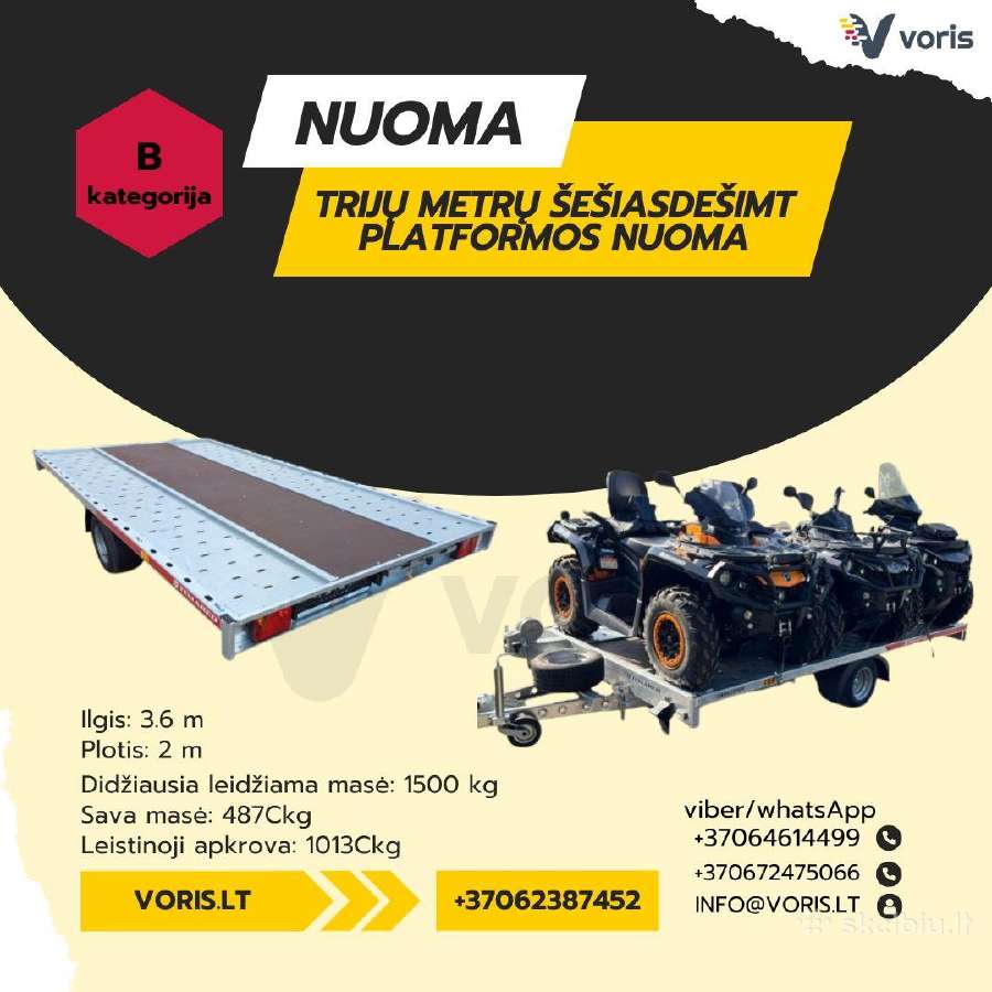 Traliukas-platforma-vairuok Su B Kategorija-nuoma - nuotraukos Nr. 16