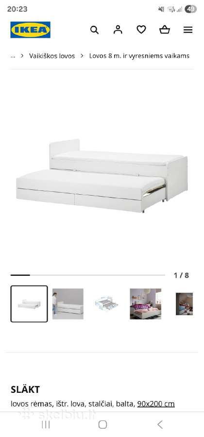 Ikea ištraukiama lova
