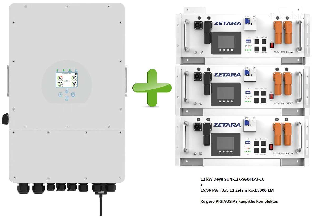 Pigiausias 15kwh kaupiklis + 12kw Deye inverteris