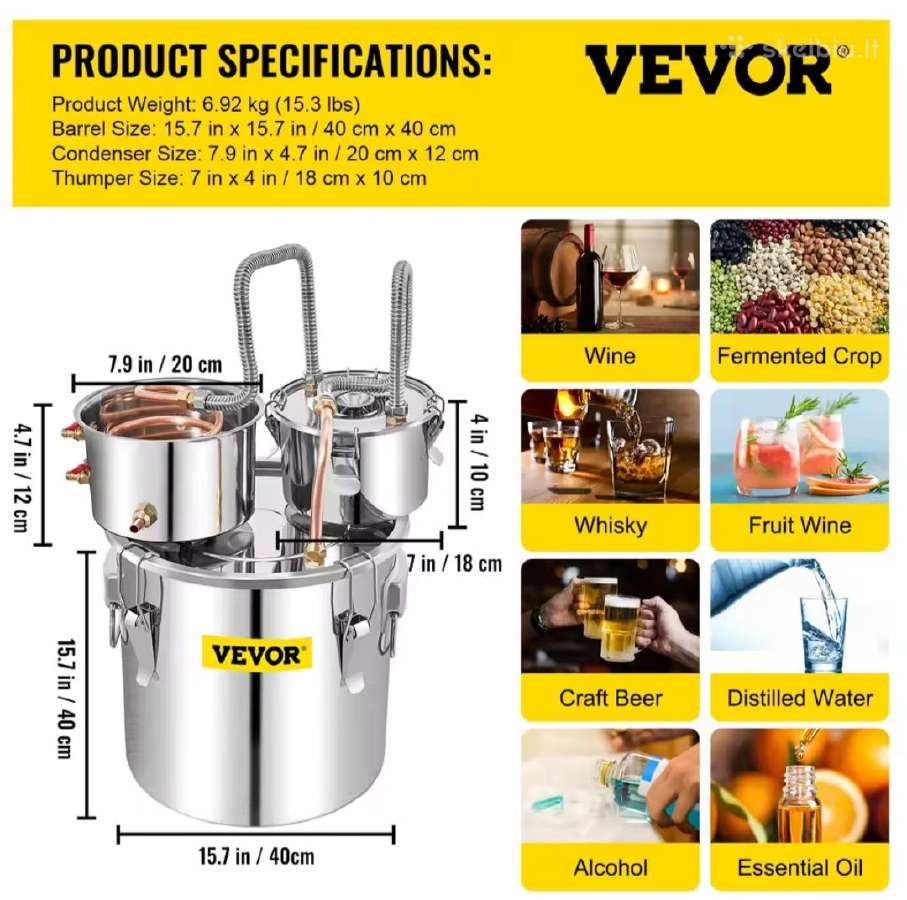 Vandens, alkoholio distiliatirius 12 - 50l. - nuotraukos Nr. 7