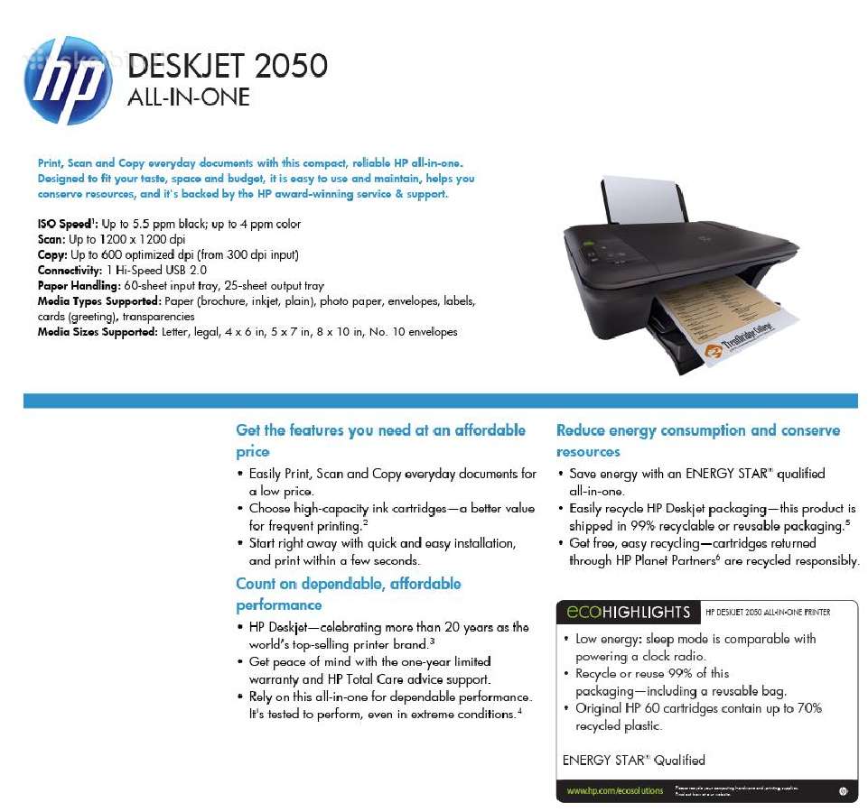Spausdintuvas Hp Deskjet 2050 All-in-one Printer - nuotraukos Nr. 7